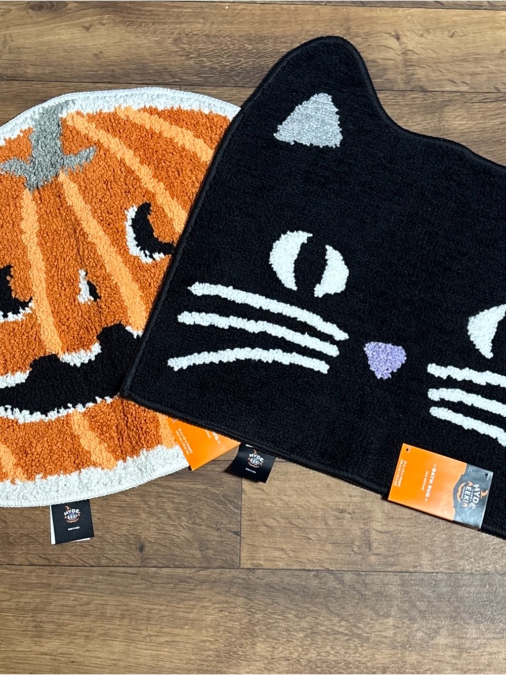 Hyde and Eek Halloween Cat 20x19 & Pumpkin 18x22 Bath Rug  NWT Lot Of Both